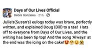 A post on Doug's funeral episode (Image via Days of Our Lives Official/ Facebook)